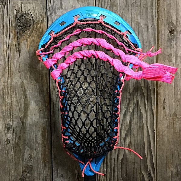 Maverik Mens Heads Blue/Black Lax Fan Custom Strung Blue Maverik Kinetik 3 Mens Lacrosse Head with Black Hero Mesh from Lacrosse Fanatic