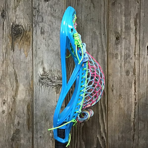 Maverik Mens Heads Blue/Pink Lax Fan Custom Strung Blue Maverik Kinetik 3 Mens Lacrosse Head with Pink/Blue Mesh from Lacrosse Fanatic