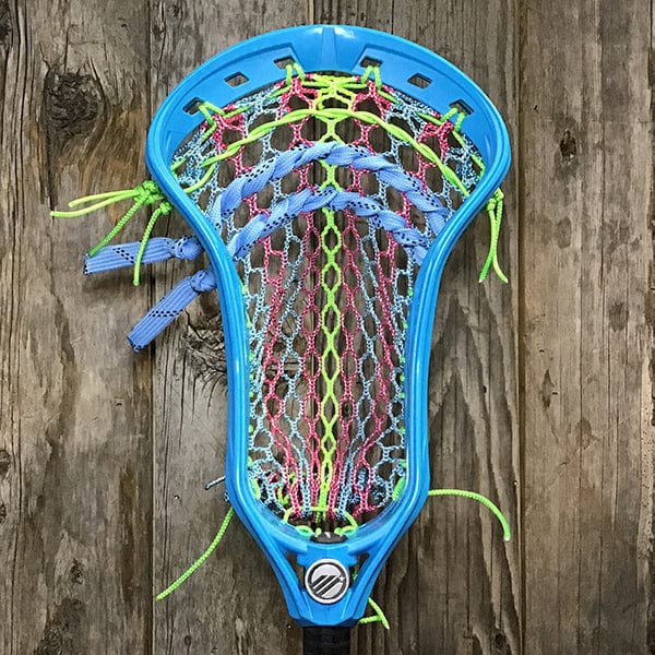 Maverik Mens Heads Blue/Pink Lax Fan Custom Strung Blue Maverik Kinetik 3 Mens Lacrosse Head with Pink/Blue Mesh from Lacrosse Fanatic
