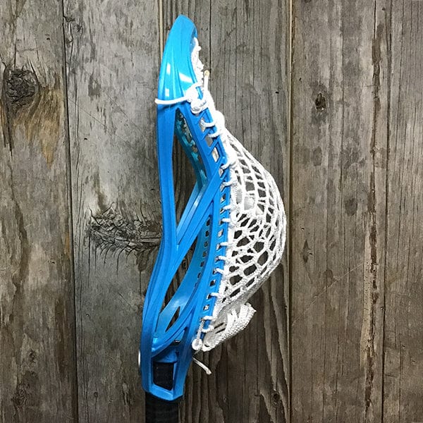 Maverik Mens Heads Blue/White Lax Fan Custom Strung Blue Maverik Kinetik 3 Mens Lacrosse Head with White Hero Mesh from Lacrosse Fanatic