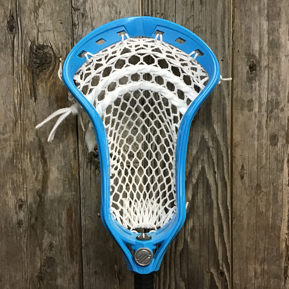 Maverik Mens Heads Blue/White Lax Fan Custom Strung Blue Maverik Kinetik 3 Mens Lacrosse Head with White Hero Mesh from Lacrosse Fanatic