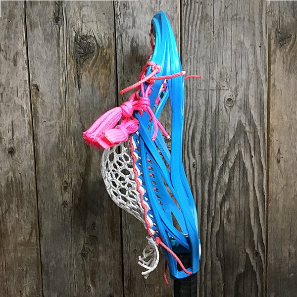 Maverik Mens Heads Blue/White Lax Fan Custom Strung Blue Maverik Kinetik 3 Mens Lacrosse Head with White Hero Mesh from Lacrosse Fanatic