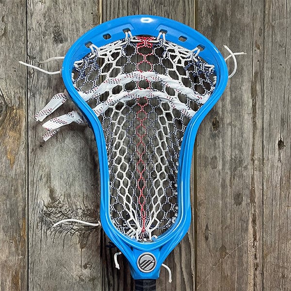 Maverik Mens Heads Blue/USA Lax Fan Custom Strung Blue Maverik Optik 3 Mens Lacrosse Head with 2024 USA Hero 3.0 Mesh from Lacrosse Fanatic