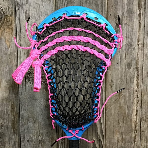 Maverik Mens Heads Blue/White Lax Fan Custom Strung Blue Maverik Optik 3 Mens Lacrosse Head with Black Hero Mesh from Lacrosse Fanatic