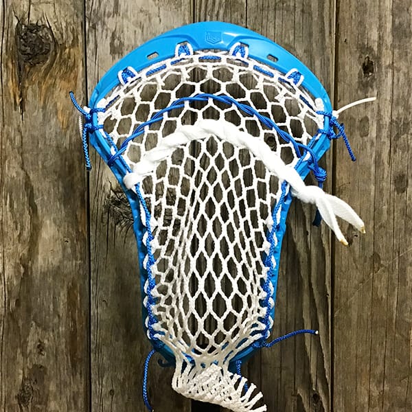 Maverik Mens Heads Blue/White Lax Fan Custom Strung Blue Maverik Optik Force Mens Lacrosse Head with White Hero Mesh from Lacrosse Fanatic