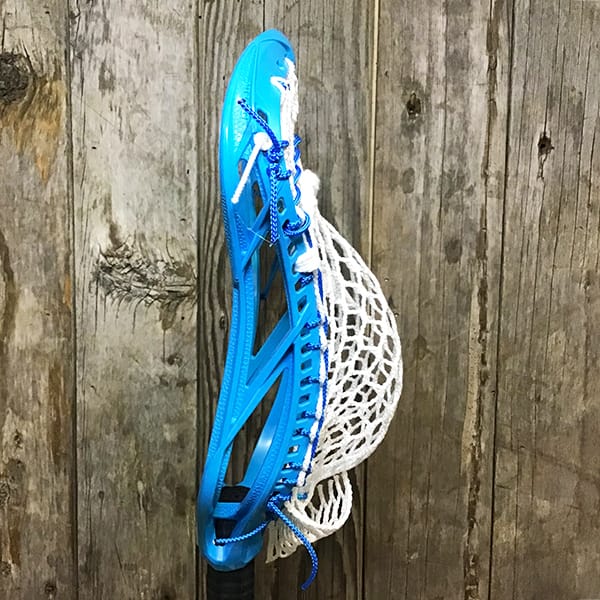 Maverik Mens Heads Blue/White Lax Fan Custom Strung Blue Maverik Optik Force Mens Lacrosse Head with White Hero Mesh from Lacrosse Fanatic
