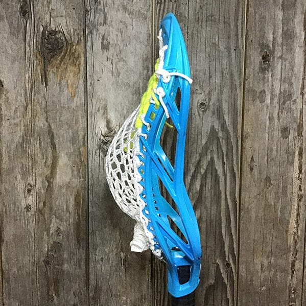 Maverik Mens Heads Blue/White Lax Fan Custom Strung Blue Maverik Tactik 3 Mens Lacrosse Head with White Hero Mesh from Lacrosse Fanatic