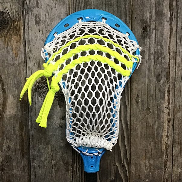 Maverik Mens Heads Blue/White Lax Fan Custom Strung Blue Maverik Tactik 3 Mens Lacrosse Head with White Hero Mesh from Lacrosse Fanatic