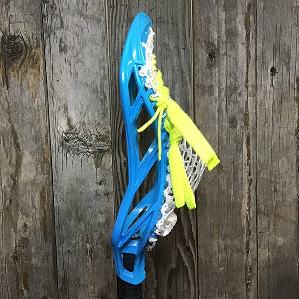 Maverik Mens Heads Blue/White Lax Fan Custom Strung Blue Maverik Tactik 3 Mens Lacrosse Head with White Hero Mesh from Lacrosse Fanatic