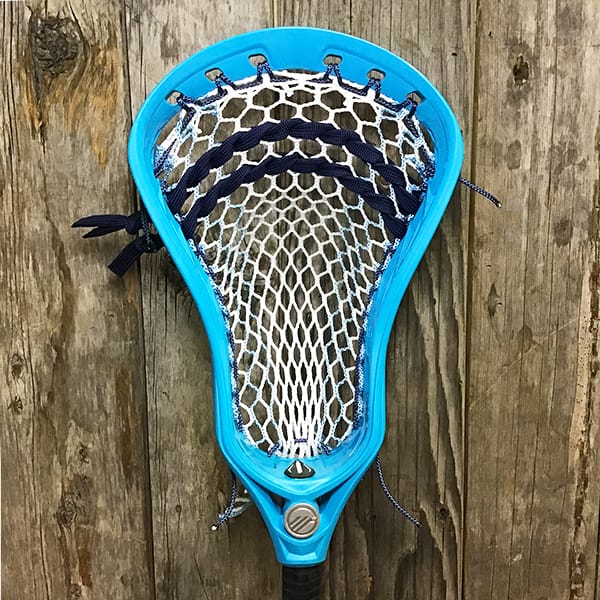 Maverik Mens Heads Blue/White Lax Fan Custom Strung Blue Maverik Tank 2 Mens Lacrosse Head with Carolina Striker Hero Mesh from Lacrosse Fanatic