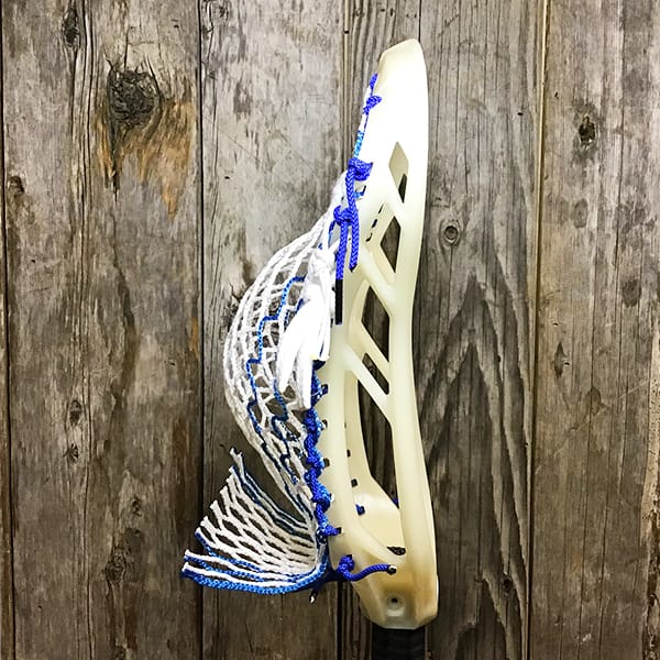 Maverik Mens Heads Bone/Royal Lax Fan Custom Strung Bone Maverik Logic Mens Lacrosse Faceoff Head with Royal Striker Hero Mesh from Lacrosse Fanatic