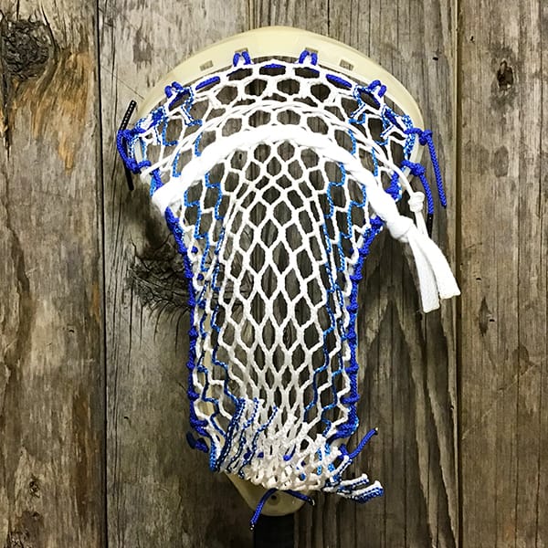 Maverik Mens Heads Bone/Royal Lax Fan Custom Strung Bone Maverik Logic Mens Lacrosse Faceoff Head with Royal Striker Hero Mesh from Lacrosse Fanatic