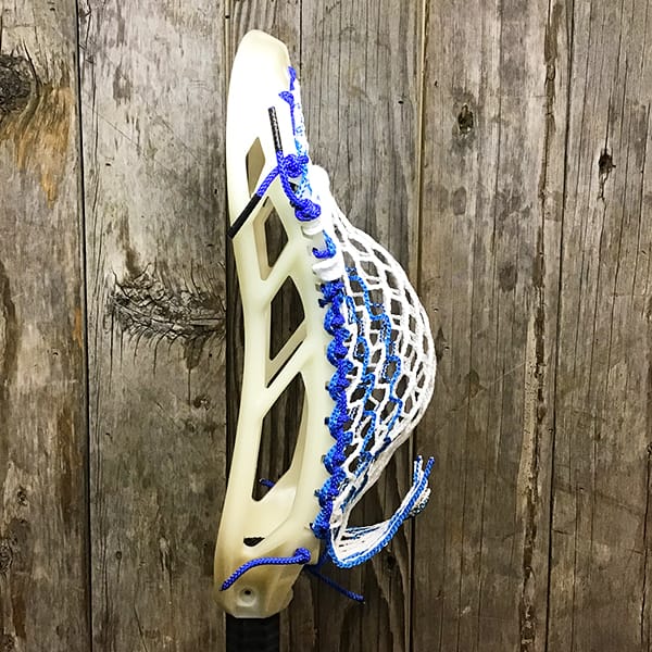 Maverik Mens Heads Bone/Royal Lax Fan Custom Strung Bone Maverik Logic Mens Lacrosse Faceoff Head with Royal Striker Hero Mesh from Lacrosse Fanatic