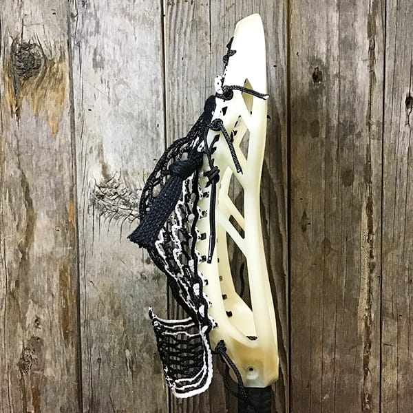 Maverik Mens Heads Bone/Black Lax Fan Custom Strung Bone Maverik Logic Mens Lacrosse Faceoff Head with White Striker Hero Mesh from Lacrosse Fanatic
