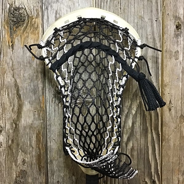 Maverik Mens Heads Bone/Black Lax Fan Custom Strung Bone Maverik Logic Mens Lacrosse Faceoff Head with White Striker Hero Mesh from Lacrosse Fanatic