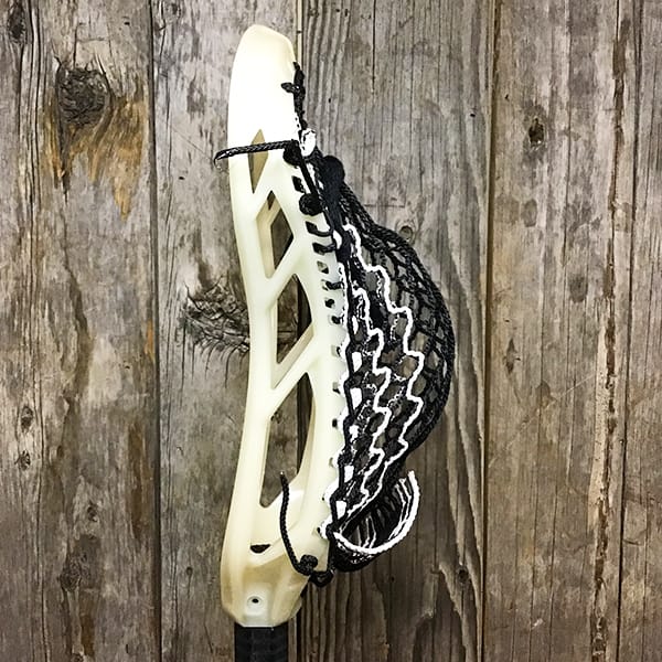 Maverik Mens Heads Bone/Black Lax Fan Custom Strung Bone Maverik Logic Mens Lacrosse Faceoff Head with White Striker Hero Mesh from Lacrosse Fanatic