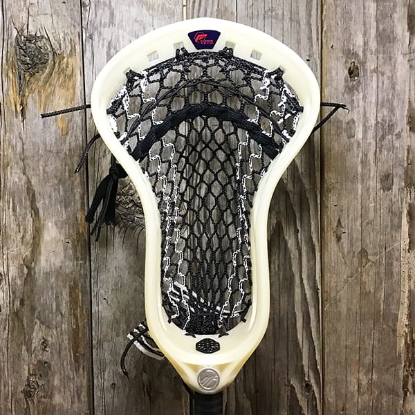 Maverik Mens Heads Bone/Black Lax Fan Custom Strung Bone Maverik Logic Mens Lacrosse Faceoff Head with White Striker Hero Mesh from Lacrosse Fanatic