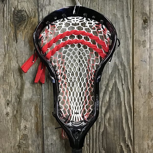 Maverik Mens Heads Black/Red Lax Fan Custom Strung Chrome Black Adrenaline Automatic Mens Lacrosse Head with Red Hero 4 Mesh from Lacrosse Fanatic