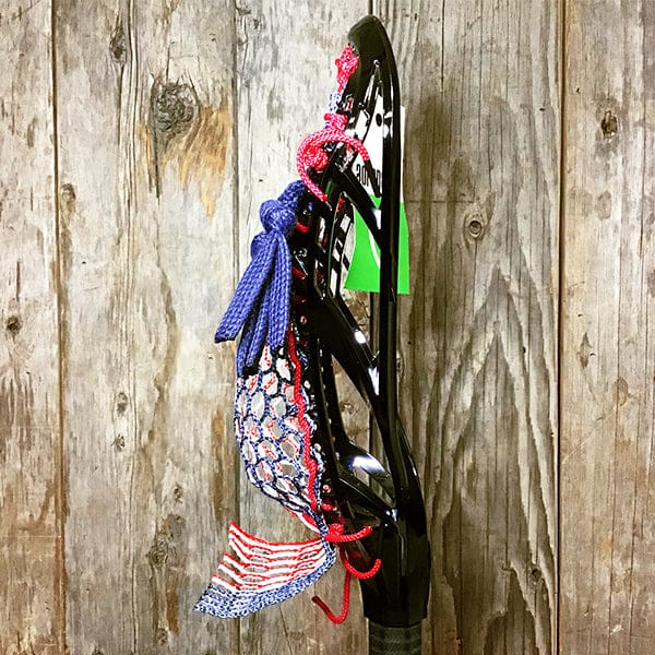 Maverik Mens Heads Black/USA Lax Fan Custom Strung Chrome Black Adrenaline Nomad Mens Lacrosse Head with USA Mesh from Lacrosse Fanatic