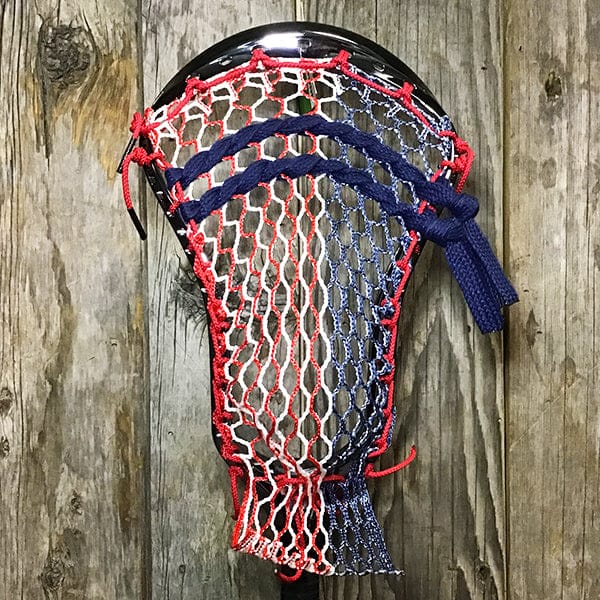 Maverik Mens Heads Black/USA Lax Fan Custom Strung Chrome Black Adrenaline Nomad Mens Lacrosse Head with USA Mesh from Lacrosse Fanatic