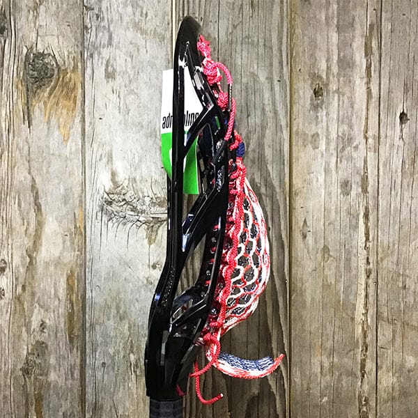 Maverik Mens Heads Black/USA Lax Fan Custom Strung Chrome Black Adrenaline Nomad Mens Lacrosse Head with USA Mesh from Lacrosse Fanatic