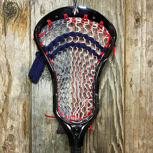 Maverik Mens Heads Black/USA Lax Fan Custom Strung Chrome Black Adrenaline Nomad Mens Lacrosse Head with USA Mesh from Lacrosse Fanatic
