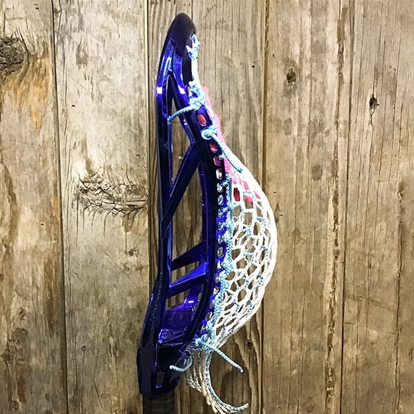 Maverik Mens Heads Blue/Pink Lax Fan Custom Strung Chrome Blue Adrenaline Automatic Mens Lacrosse Head with Carolina Hero 4 Mesh from Lacrosse Fanatic