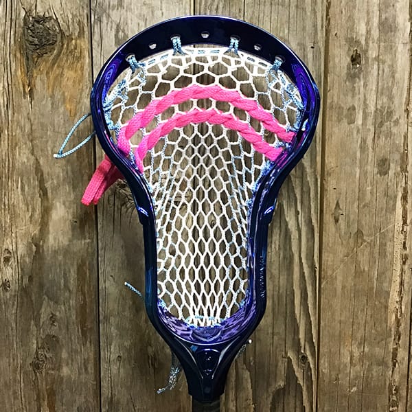 Maverik Mens Heads Blue/Pink Lax Fan Custom Strung Chrome Blue Adrenaline Automatic Mens Lacrosse Head with Carolina Hero 4 Mesh from Lacrosse Fanatic