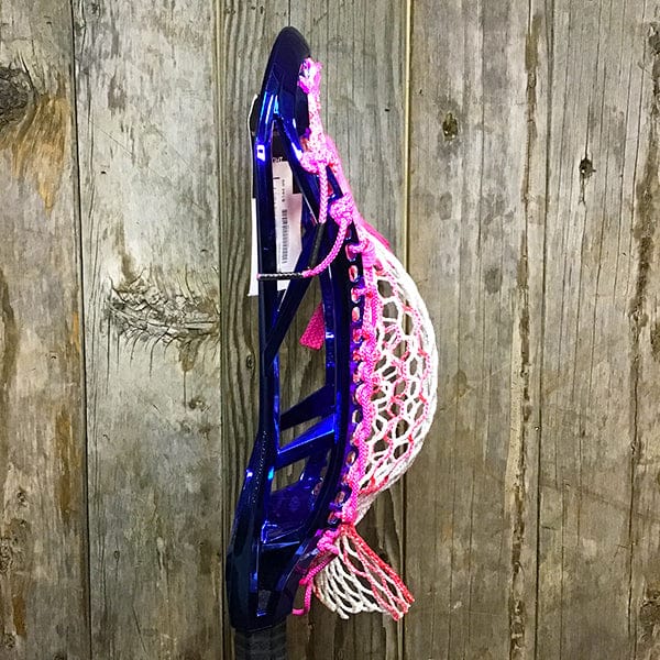 Maverik Mens Heads Green/Black Lax Fan Custom Strung Chrome Blue Adrenaline Automatic Mens Lacrosse Head with Pink Hero 4 Mesh from Lacrosse Fanatic