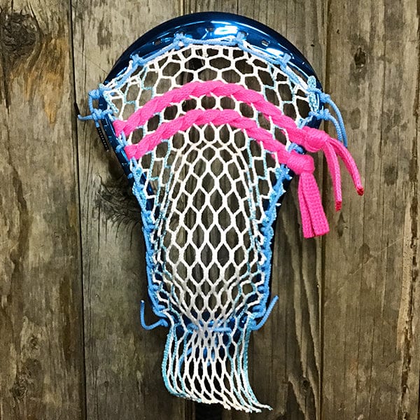 Maverik Mens Heads Blue/Pink Lax Fan Custom Strung Chrome Blue Adrenaline Nomad Mens Lacrosse Head with Carolina Hero 4 Mesh from Lacrosse Fanatic
