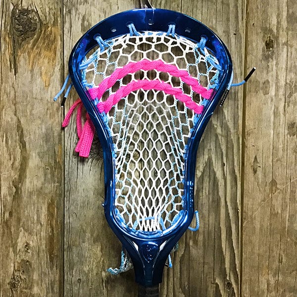 Maverik Mens Heads Blue/Pink Lax Fan Custom Strung Chrome Blue Adrenaline Nomad Mens Lacrosse Head with Carolina Hero 4 Mesh from Lacrosse Fanatic