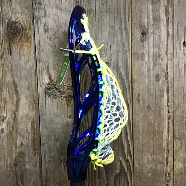 Maverik Mens Heads Blue/Yellow Lax Fan Custom Strung Chrome Blue Adrenaline Nomad Mens Lacrosse Head with ECD Fade Hero 4 Mesh from Lacrosse Fanatic