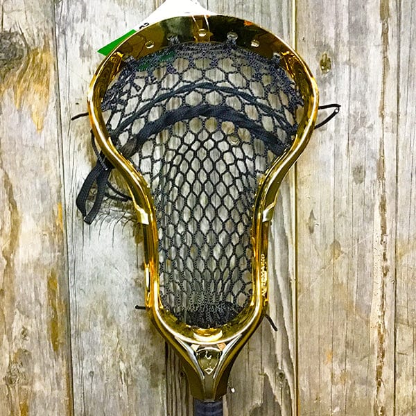 Maverik Mens Heads Gold/Black Lax Fan Custom Strung Chrome Gold Adrenaline Automatic Mens Lacrosse Head with Black Hero 4 Mesh from Lacrosse Fanatic