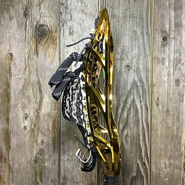 Maverik Mens Heads Gold/Black Lax Fan Custom Strung Chrome Gold Adrenaline Nomad Mens Lacrosse Head with White Striker Hero Mesh (Copy) from Lacrosse Fanatic