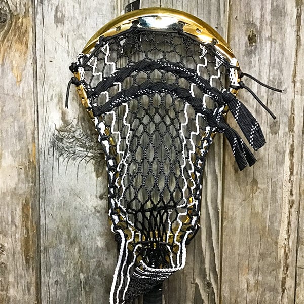Maverik Mens Heads Gold/Black Lax Fan Custom Strung Chrome Gold Adrenaline Nomad Mens Lacrosse Head with White Striker Hero Mesh (Copy) from Lacrosse Fanatic