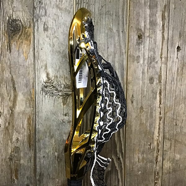 Maverik Mens Heads Gold/Black Lax Fan Custom Strung Chrome Gold Adrenaline Nomad Mens Lacrosse Head with White Striker Hero Mesh (Copy) from Lacrosse Fanatic