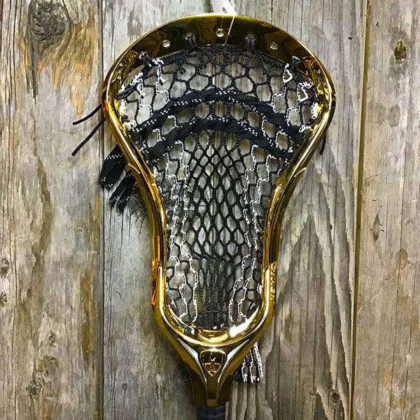 Maverik Mens Heads Gold/Black Lax Fan Custom Strung Chrome Gold Adrenaline Nomad Mens Lacrosse Head with White Striker Hero Mesh (Copy) from Lacrosse Fanatic
