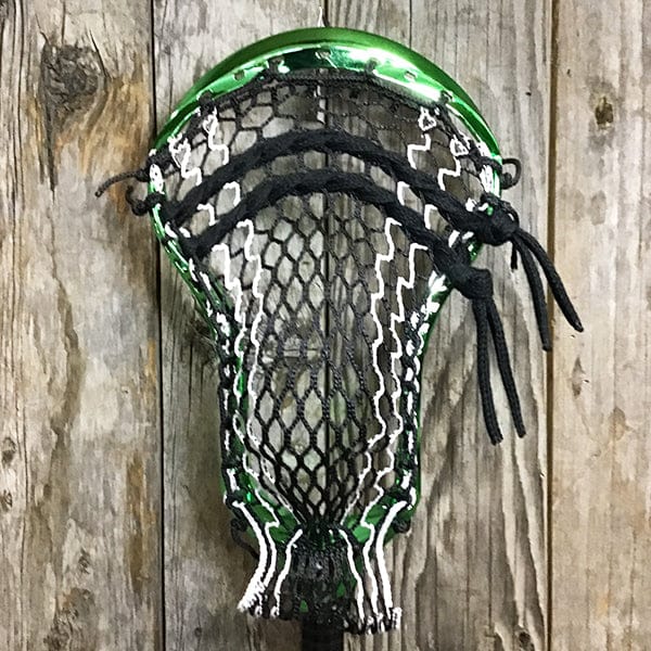 Maverik Mens Heads Green/Black Lax Fan Custom Strung Chrome Green Adrenaline Automatic Mens Lacrosse Head with White Striker Hero 4 Mesh from Lacrosse Fanatic