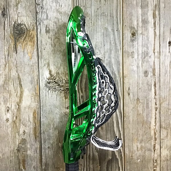 Maverik Mens Heads Green/Black Lax Fan Custom Strung Chrome Green Adrenaline Automatic Mens Lacrosse Head with White Striker Hero 4 Mesh from Lacrosse Fanatic