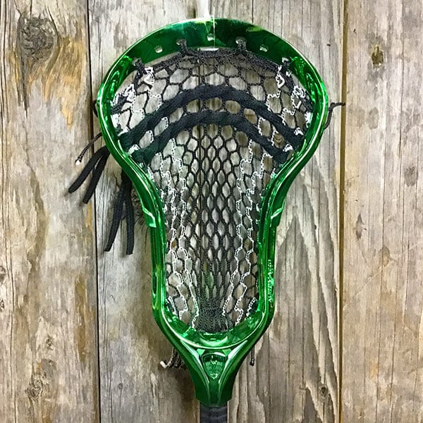 Maverik Mens Heads Green/Black Lax Fan Custom Strung Chrome Green Adrenaline Automatic Mens Lacrosse Head with White Striker Hero 4 Mesh from Lacrosse Fanatic