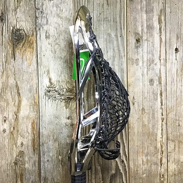 Maverik Mens Heads Silver/Black Lax Fan Custom Strung Chrome Silver Adrenaline Automatic Mens Lacrosse Head with Black Hero 4 Mesh from Lacrosse Fanatic