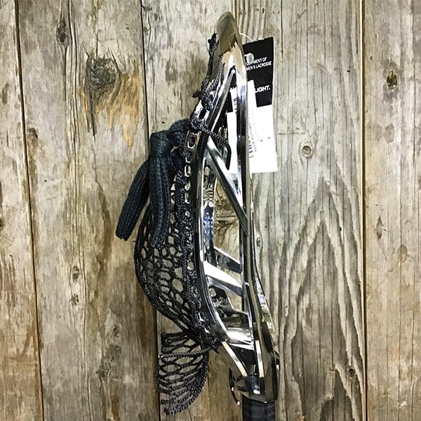 Maverik Mens Heads Silver/Black Lax Fan Custom Strung Chrome Silver Adrenaline Automatic Mens Lacrosse Head with Black Hero 4 Mesh from Lacrosse Fanatic