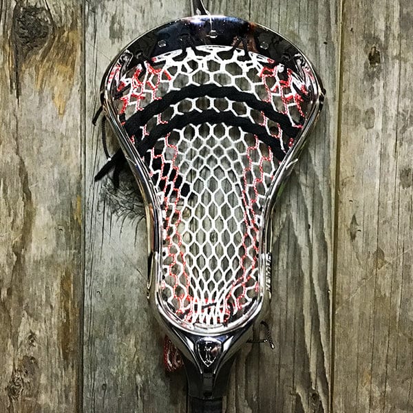 Maverik Mens Heads Silver/Red/Black Lax Fan Custom Strung Chrome Silver Adrenaline Nomad Mens Lacrosse Head with Red Hero 4 Mesh from Lacrosse Fanatic