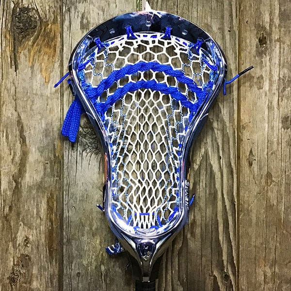 Maverik Mens Heads Silver/Royal Lax Fan Custom Strung Chrome Silver Adrenaline Nomad Mens Lacrosse Head with Royal Hero 4 Mesh from Lacrosse Fanatic