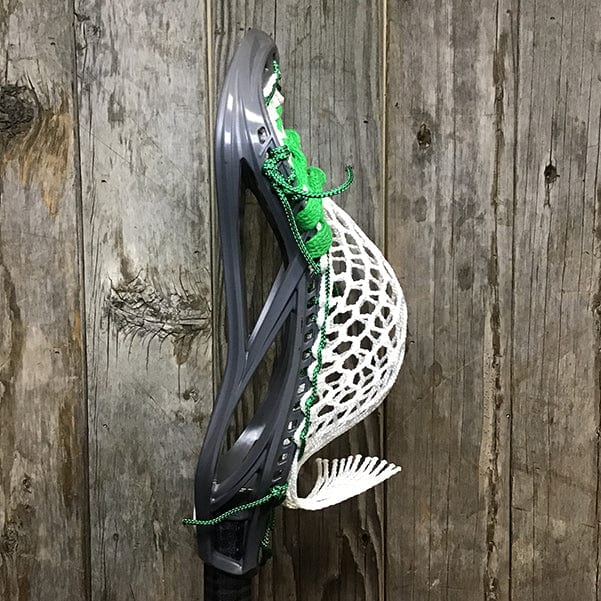 Maverik Mens Heads Grey/White Lax Fan Custom Strung Grey Maverik Kinetik 3 Mens Lacrosse Head with White Hero Mesh from Lacrosse Fanatic
