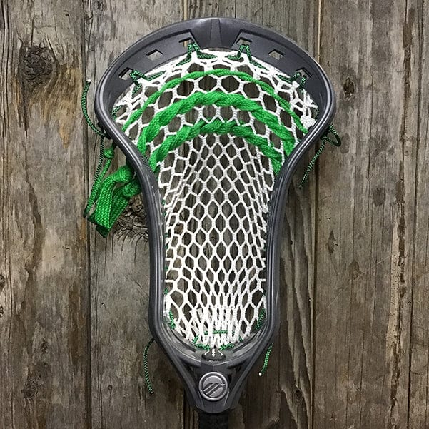 Maverik Mens Heads Grey/White Lax Fan Custom Strung Grey Maverik Kinetik 3 Mens Lacrosse Head with White Hero Mesh from Lacrosse Fanatic