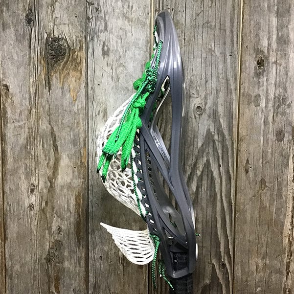 Maverik Mens Heads Grey/White Lax Fan Custom Strung Grey Maverik Kinetik 3 Mens Lacrosse Head with White Hero Mesh from Lacrosse Fanatic