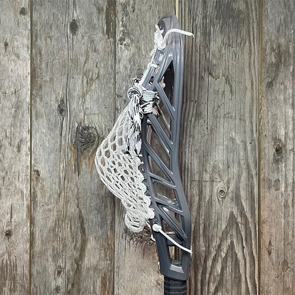 Maverik Mens Heads Grey/White Lax Fan Custom Strung Grey Maverik Tank 2 Mens Lacrosse Head with White Hero Mesh from Lacrosse Fanatic