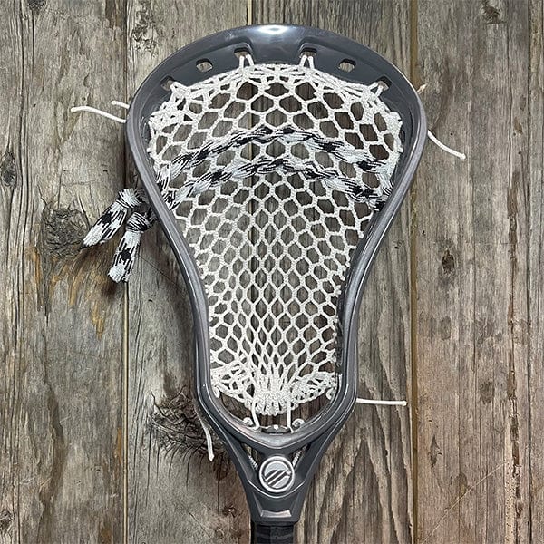 Maverik Mens Heads Grey/White Lax Fan Custom Strung Grey Maverik Tank 2 Mens Lacrosse Head with White Hero Mesh from Lacrosse Fanatic