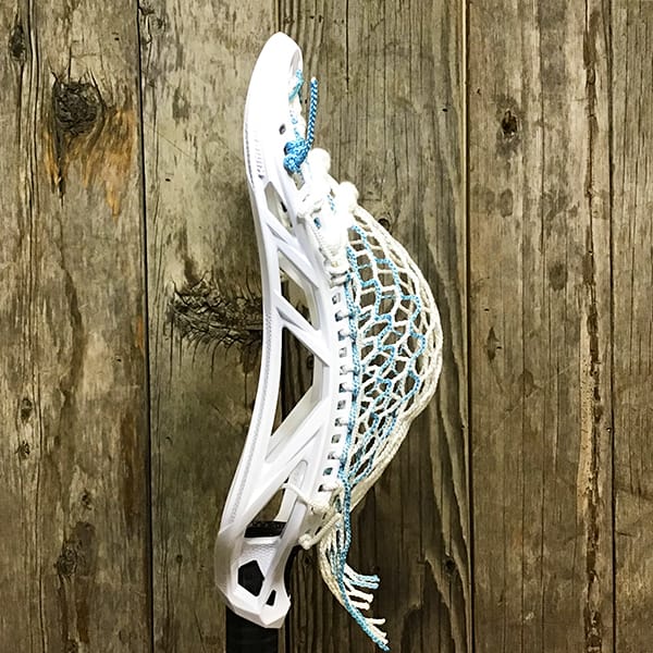 Maverik Mens Heads White/Carolina Lax Fan Custom Strung White Maverik Kimera Mens Lacrosse Head with Carolina Striker Hero Mesh from Lacrosse Fanatic